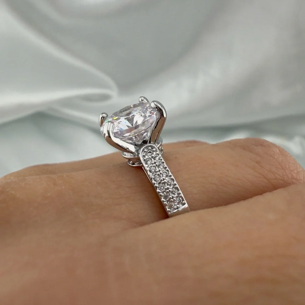 Lixury Wedding Silver Color Women's Ring